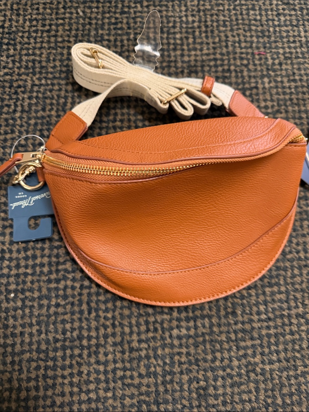 Universal Thread Orange Crescent Crossbody Bag with Cream Strap